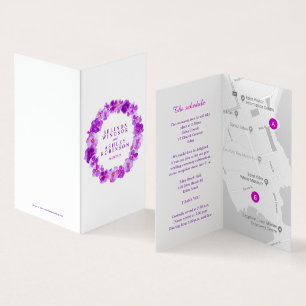 Lila Pansy art bröllop - detaljschema karta Kort