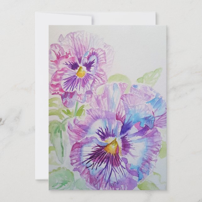 Lila Pansy Art Watercolor Birthday-inbjudan Inbjudningar (Framsida)