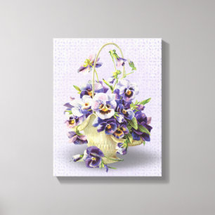 lila pansy basket på eyelet snöre canvastryck