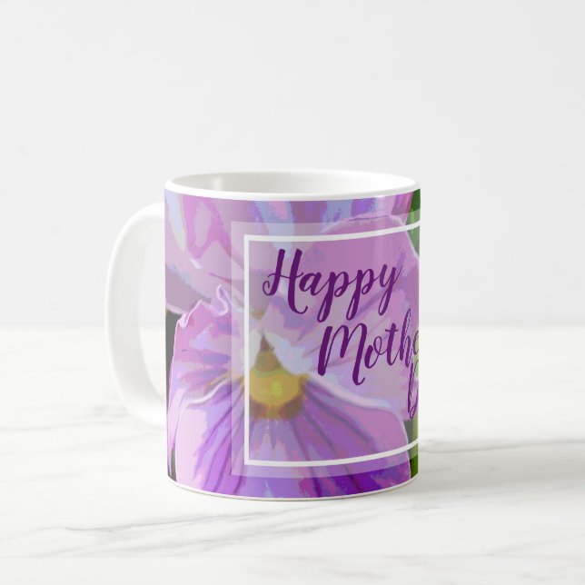 Lila Pansy Blommigt Kaffemugg (Framsida vänster)
