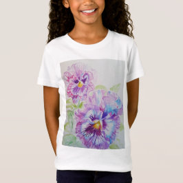 Lila Pansy blommigt vattencolor art Girls T Shirt