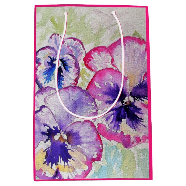 Lila Pansy blommigt Watercolor Birthday (Framsidan)
