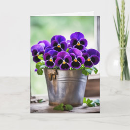 Lila Pansy Bouquet Birthday Kort