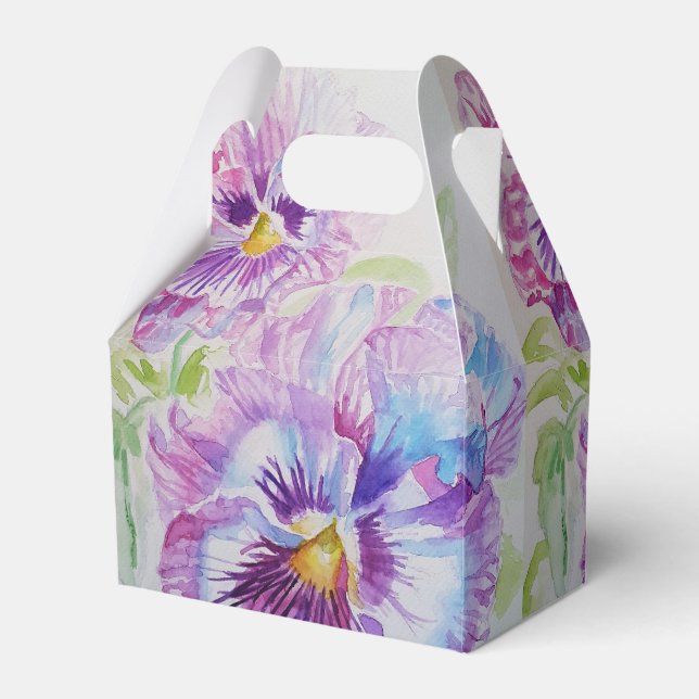 Lila Pansy Bröllop Cake Favoritbox Presentaskar (Framsidan Sidan)