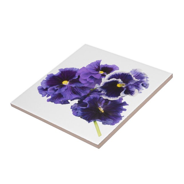 Lila Pansy Ceramic Tile Kakelplatta (Sidan)