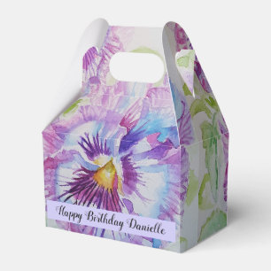 Lila Pansy Flower Blommigt Party Cake Favoritbox Presentaskar