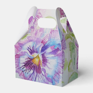 Lila Pansy Flower Blommigt Party Cake Favoritbox Presentaskar