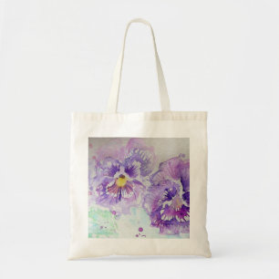 Lila Pansy Flower Blommigt Watercolor Painting Tygkasse