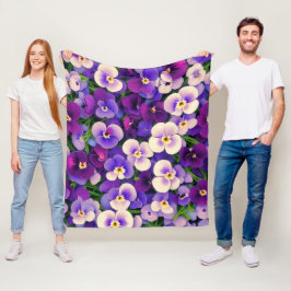 Lila Pansy Flower Fleecefilt