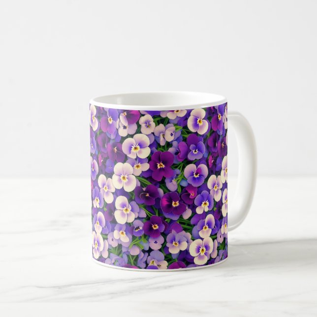 Lila Pansy Flower Kaffemugg (Framsida höger)
