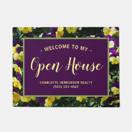 Lila Pansy Flower Real Gods Open House Doormat