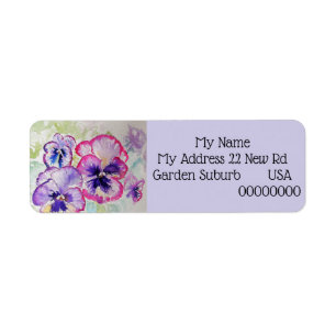Lila Pansy Flower Returetiketter Returadress Etikett