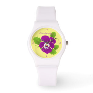 Lila Pansy Flower Thunder_Cove Armbandsur