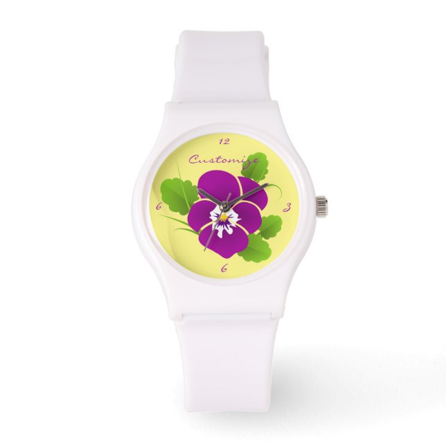 Lila Pansy Flower Thunder_Cove Armbandsur (Framsida)