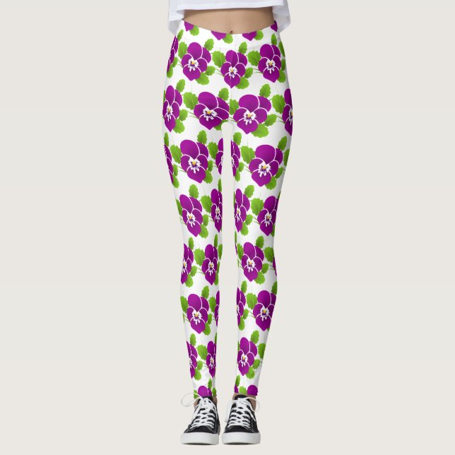 Lila Pansy Flower Thunder_Cove Leggings (Framsida)