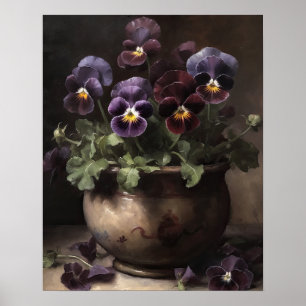 Lila Pansy Flowers Art Print Poster