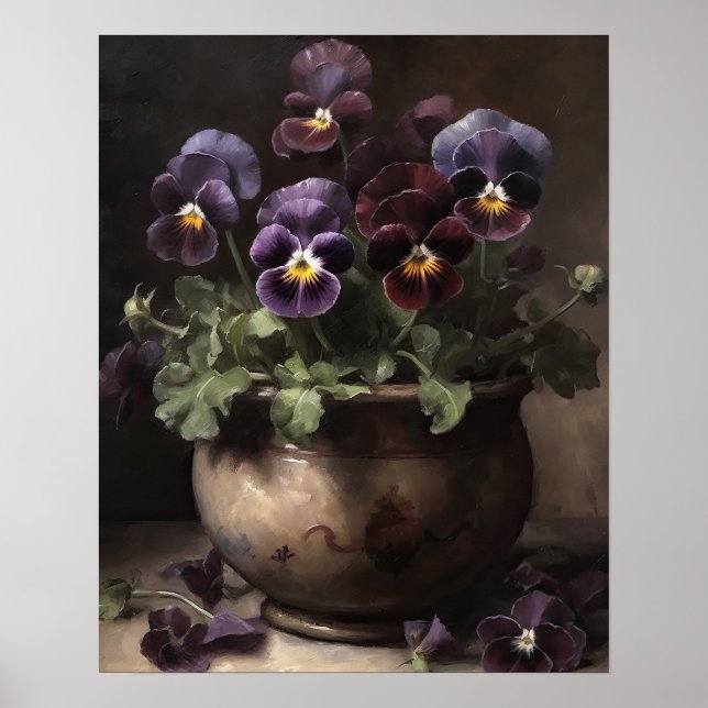 Lila Pansy Flowers Art Print Poster (Framsidan)