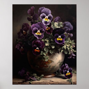 Lila Pansy Flowers Art Print Poster