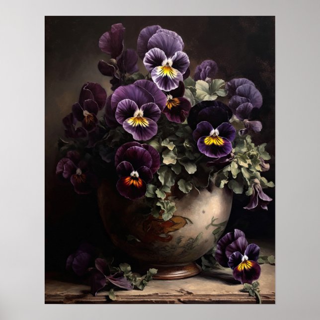 Lila Pansy Flowers Art Print Poster (Framsidan)