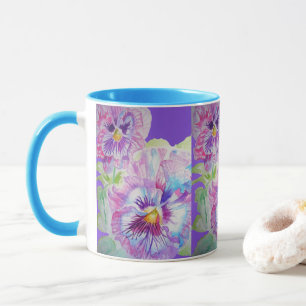 Lila Pansy Flowers Morsa Dotter Mugg