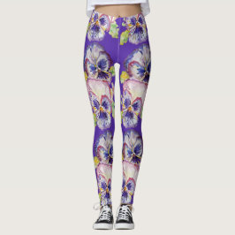 Lila Pansy Glorious Blommigt blommart Leggings