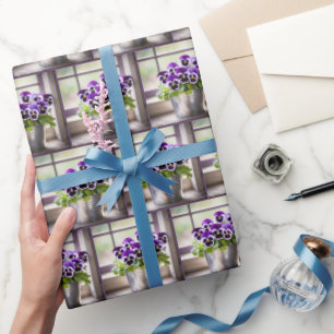 Lila Pansy i Pail Presentpapper