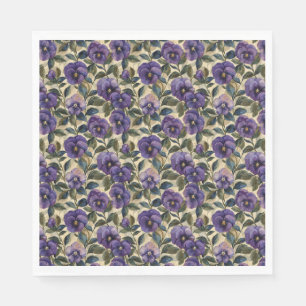 Lila Pansy Papper Napkins Party Tableware Pappersservett