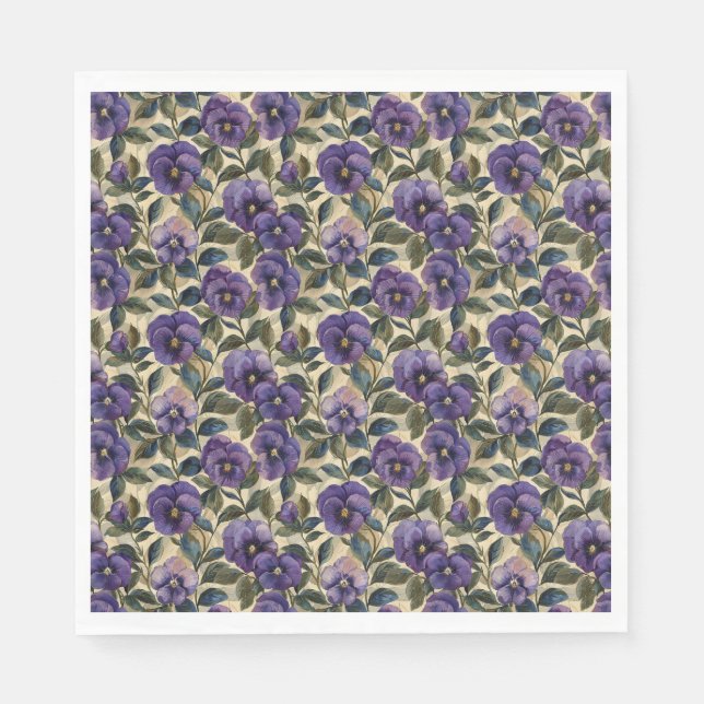 Lila Pansy Papper Napkins Party Tableware Pappersservett (Framsidan)