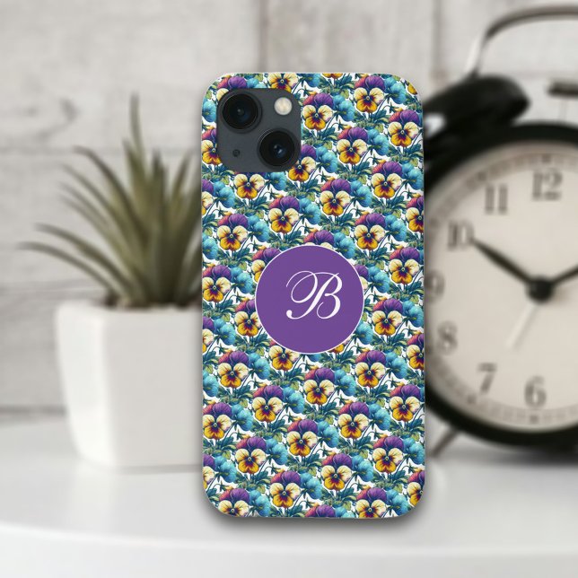 Lila Pansy Patch Girly Monogram Blommönster (Skapare uppladdad)