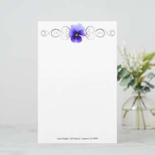 Lila Pansy Personlig Stationery Brevpapper