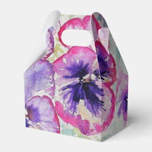Lila Pansy Rosa Flower Blommigt Vattenfärg Presentaskar