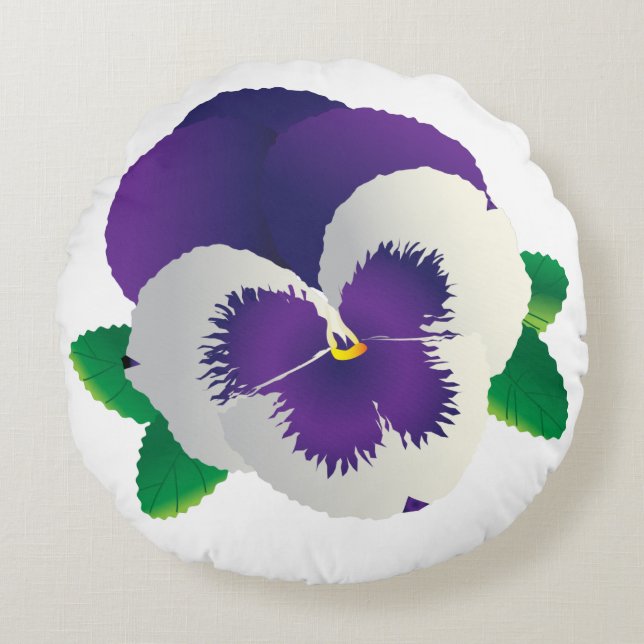 Lila Pansy Round Pillow Rund Kudde (Framsidan)