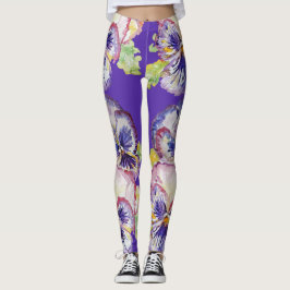 Lila Pansy stor pansy Blommigt Blommor Leggings