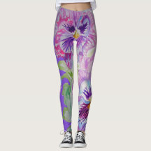 Lila Pansy stor pansy Leggings