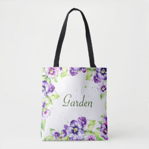 Lila Pansy Tote Bag Tygkasse