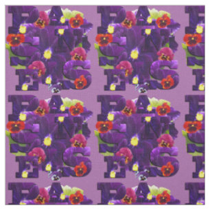 Lila Pansy Typography Tyg