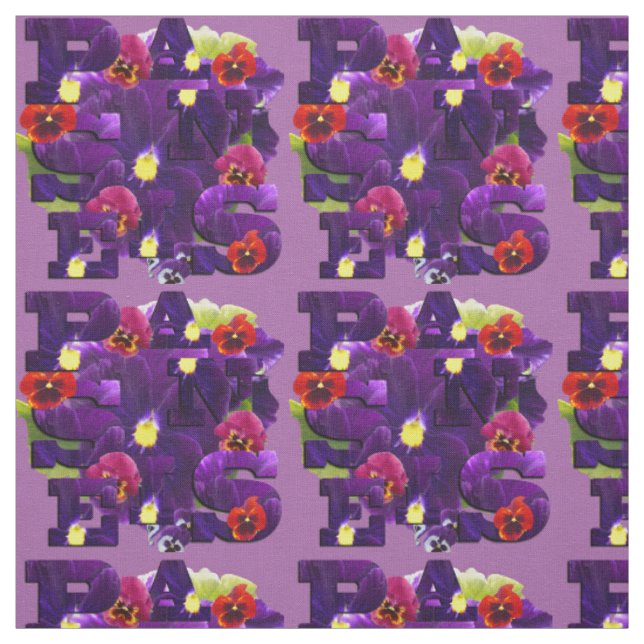 Lila Pansy Typography Tyg (Provkarta)