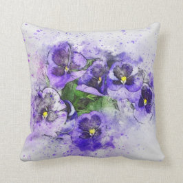 Lila Pansy Watercolor Kudde