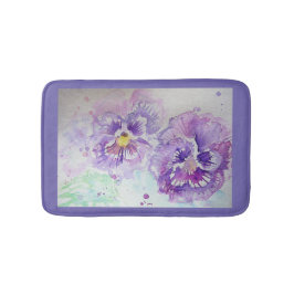 Lila Pansy Watercolor Pansies blommigt Bath Mat Badrumsmatta