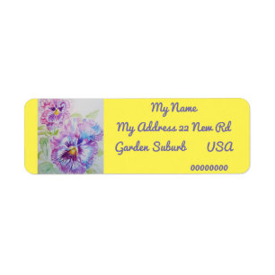 Lila Pansy Watercolor Returetiketters Returadress Etikett