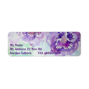Lila Pansy Watercolor Returetiketters Returadress Etikett
