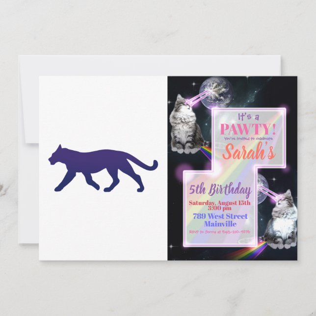 Lila pantersilhuett - Välj bakgrundsfärg Inbjudningar (Framsida)