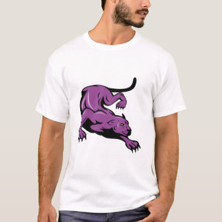 LILA PANTHER TECKNAD BIG CAT CATS LARGE JAGUAR L T SHIRT