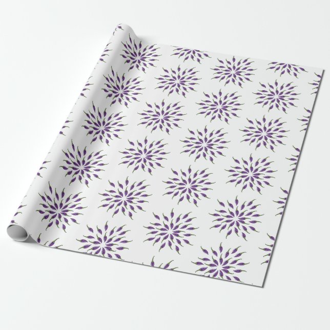 Lila paprikas mandala konst presentpapper (Utrullad)