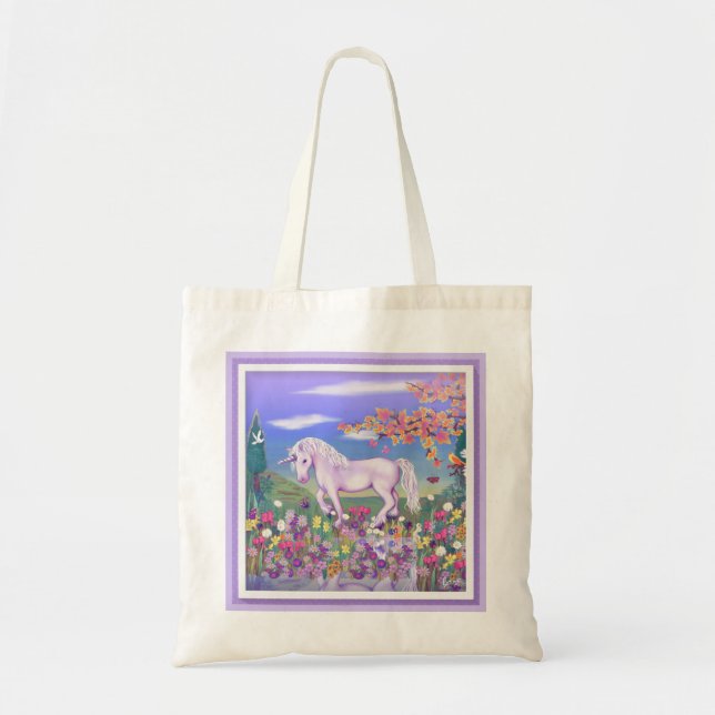 Lila Paradise Tote Bag Tygkasse (Framsidan)