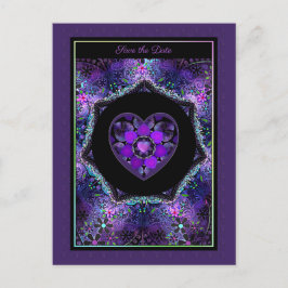 Lila paraply & Hearts .7 Vykort