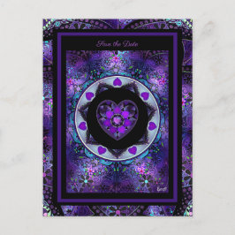 Lila paraply & Hearts .7 Vykort