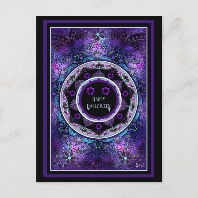 Lila paraply & hjärtan.7 vykort (Framsida)