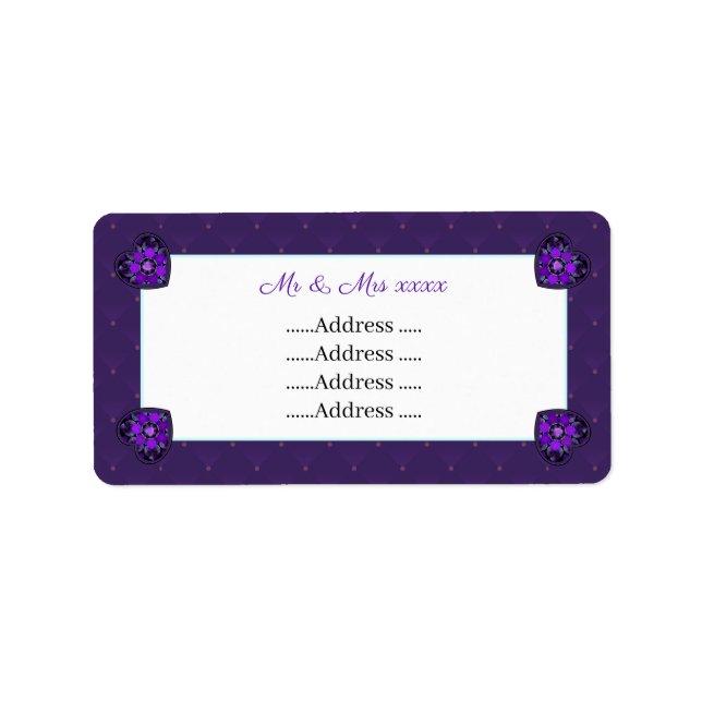 Lila paraply och hjärtan.7 adressetikett (Framsidan)