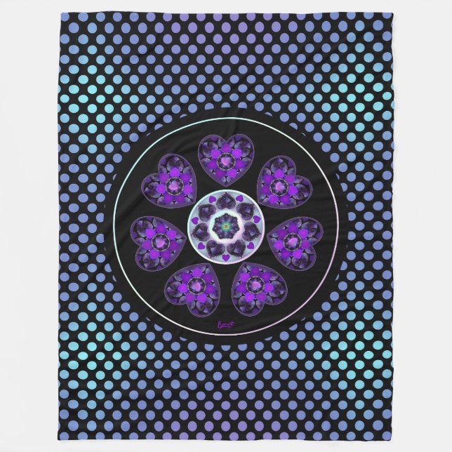 Lila paraply och hjärtan .7 fleecefilt (Framsidan)